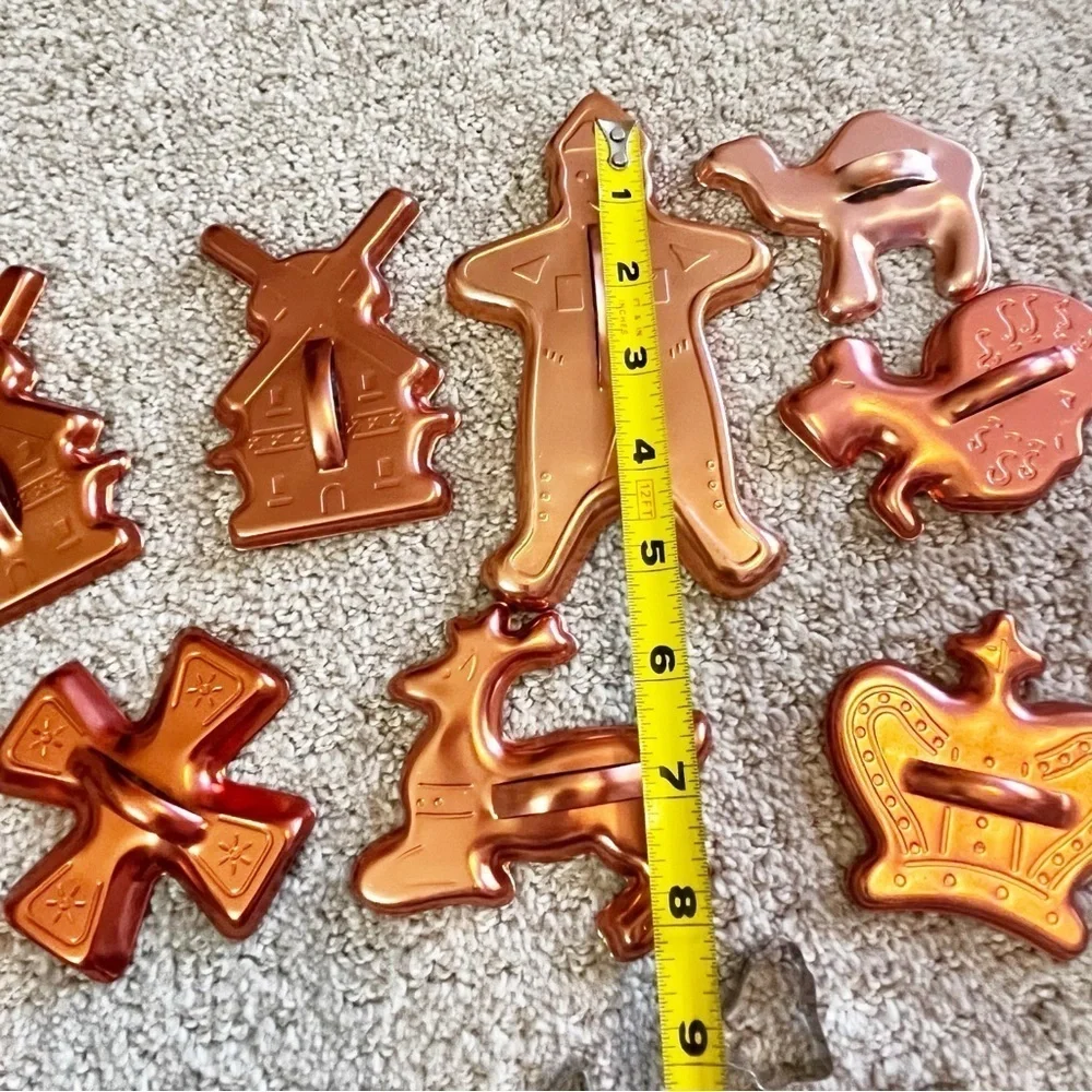 Mixed Copper Silver Metal Christmas Cookie Cutters Leaves Angel Retro Lot of 19